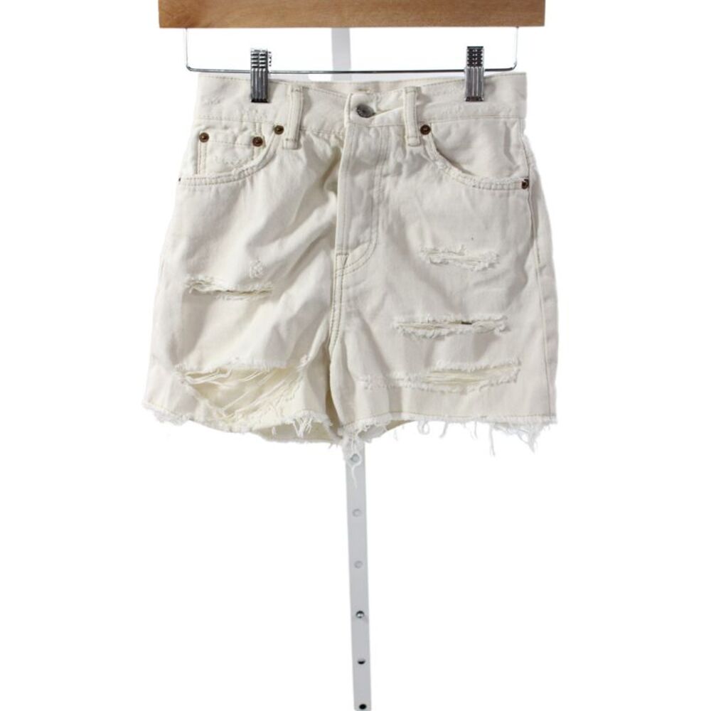 ACNE Studios Women Cut-Off Shorts Ivory Cotton Distressed Size 24
